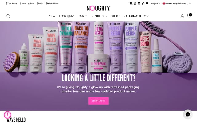 Screenshot of lovenoughty.co.uk