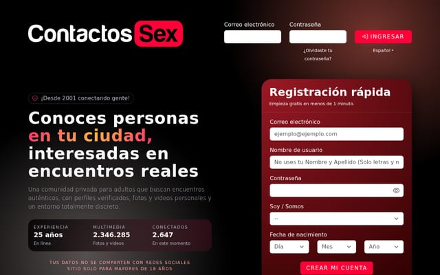 Screenshot of contactossex.com