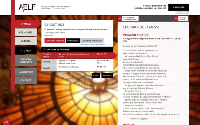 Screenshot of aelf.org