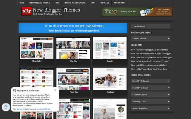 Screenshot of newbloggerthemes.com