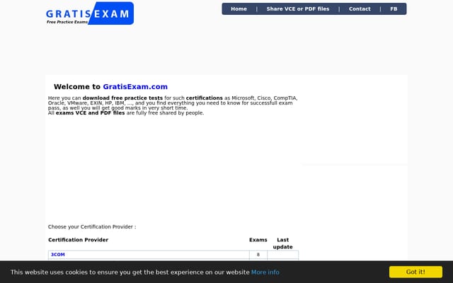 Screenshot of gratisexam.com