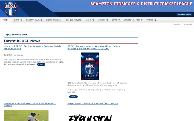 Screenshot of bedcl.cricket