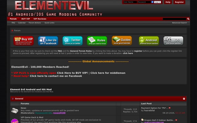 Screenshot of elementevil.com