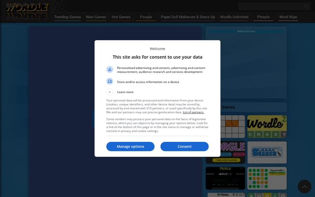 Screenshot of wordlewebsite.com