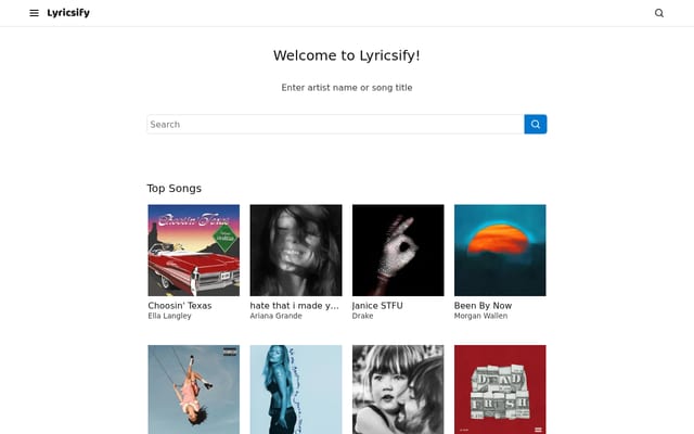 Screenshot of lyricsify.com