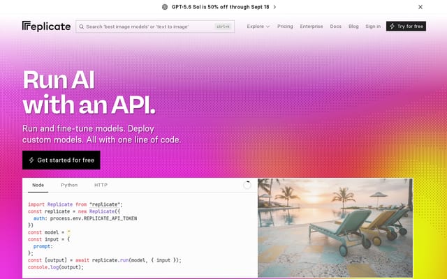 Screenshot of replicate.com