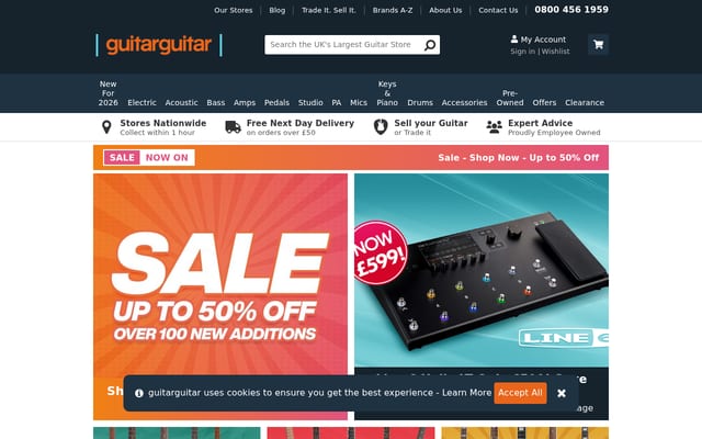 Screenshot of guitarguitar.co.uk