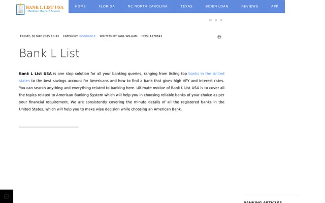 Screenshot of bankllist.us