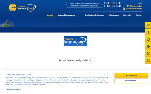 Screenshot of voyagesbergeron.com