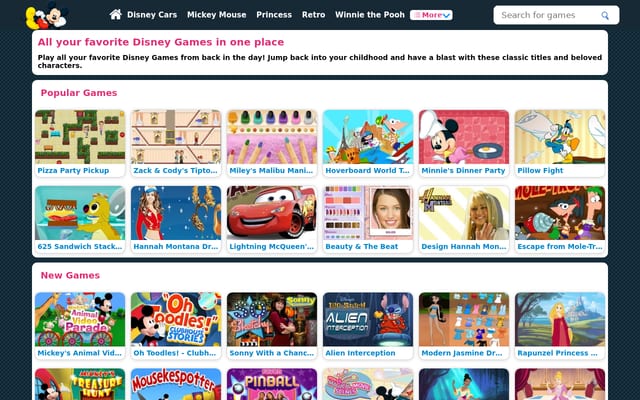 Screenshot of disney--games.com