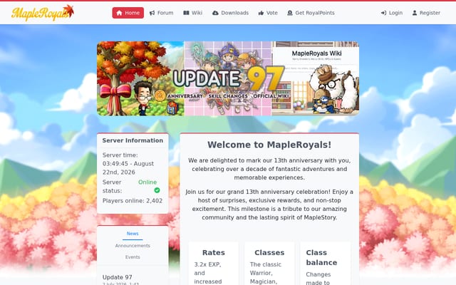 Screenshot of royals.ms