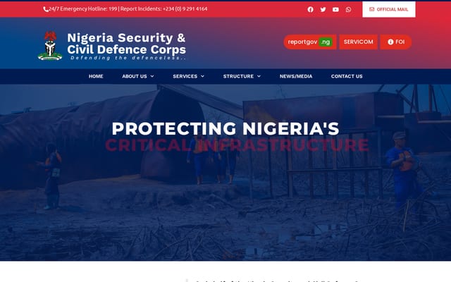 Screenshot of nscdc.gov.ng