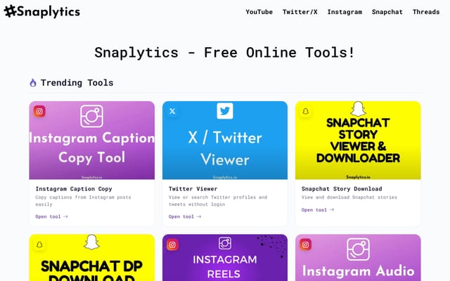 Screenshot of snaplytics.io