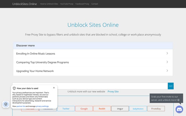 Screenshot of unblocksites.online