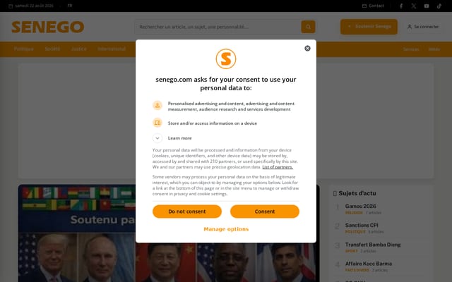 Screenshot of senego.com