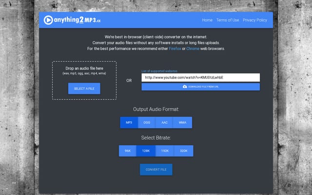 Screenshot of anything2mp3.cc