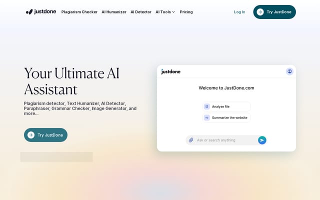 Screenshot of justdone.ai