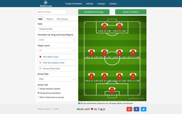 Screenshot of buildlineup.com