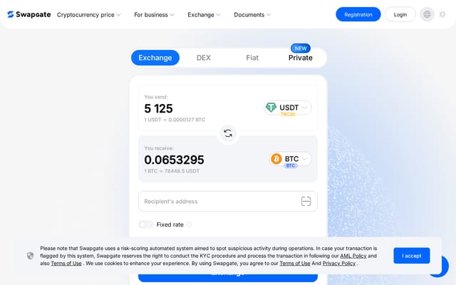 Screenshot of swapgate.io