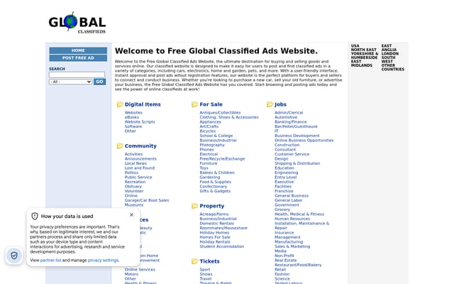 Screenshot of globalclassified.net