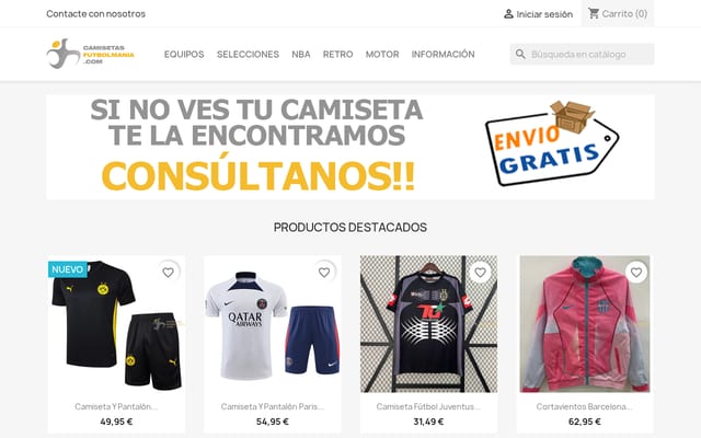 Screenshot of camisetasfutbolmania.com