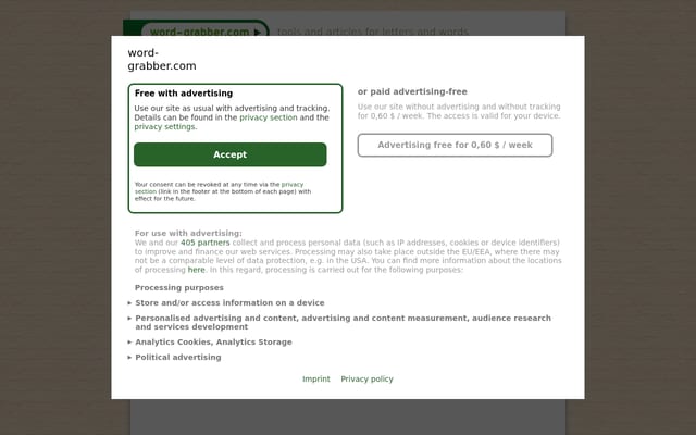 Screenshot of word-grabber.com