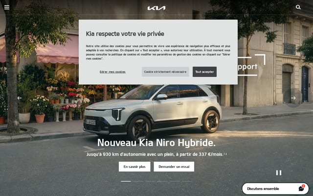 Screenshot of kia.com
