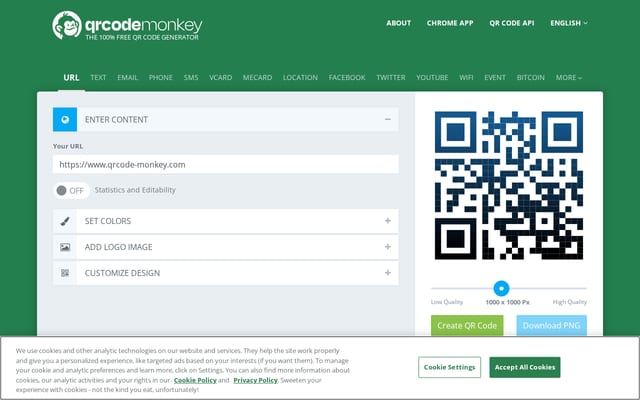 Screenshot of qrcode-monkey.com