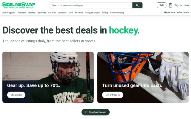 Screenshot of sidelineswap.com