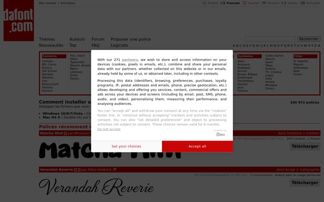 Screenshot of dafont.com