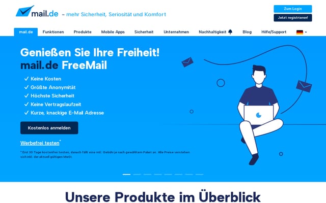 Screenshot of mail.de