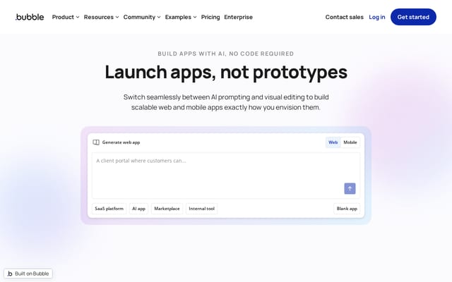 Screenshot of bubble.io