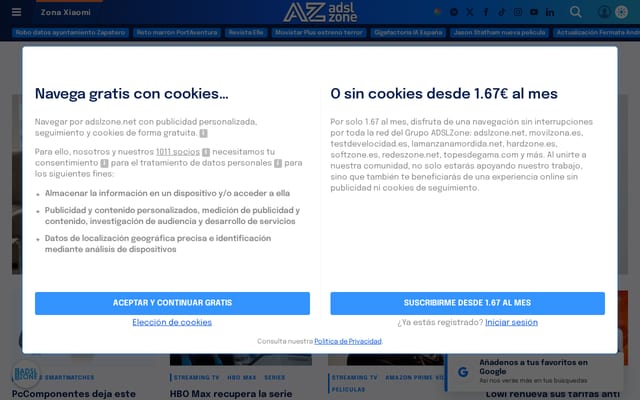Screenshot of adslzone.net