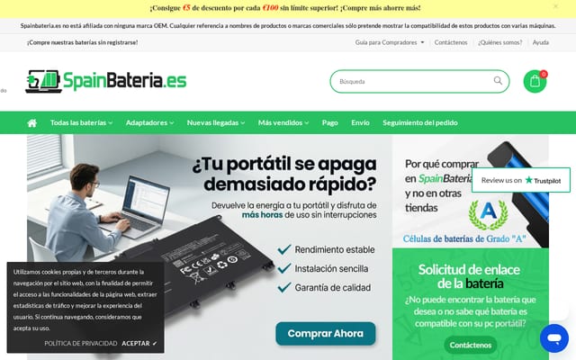 Screenshot of spainbateria.es