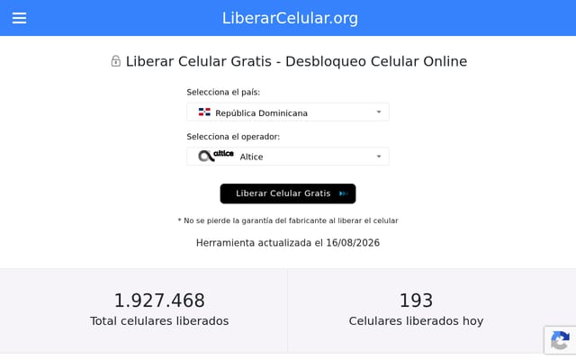 Screenshot of liberarmovilcelular.com