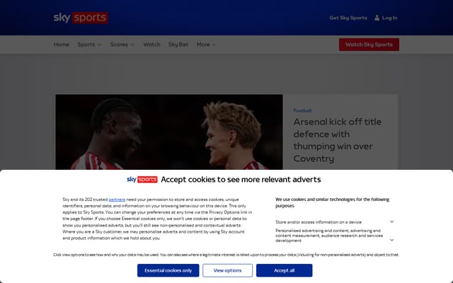 Screenshot of skysports.com