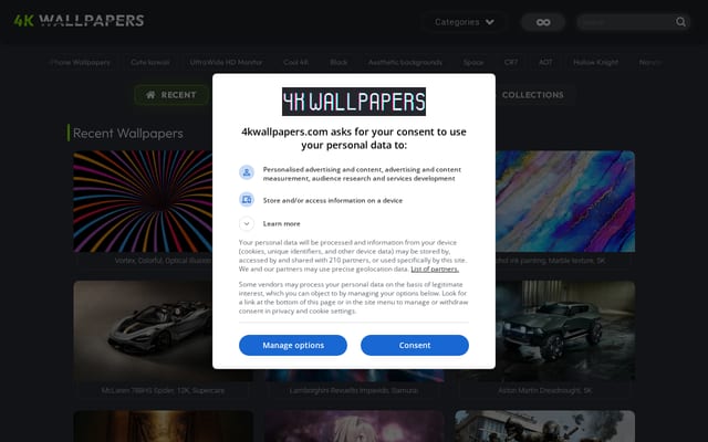 Screenshot of 4kwallpapers.com