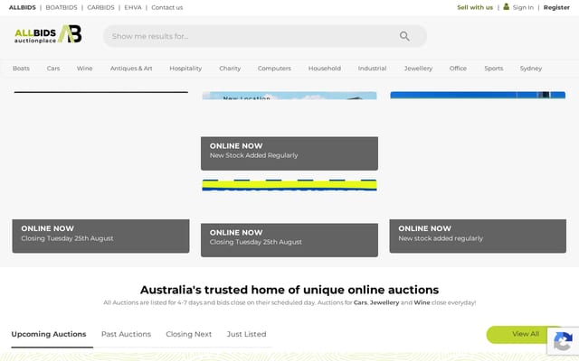 Screenshot of allbids.com.au