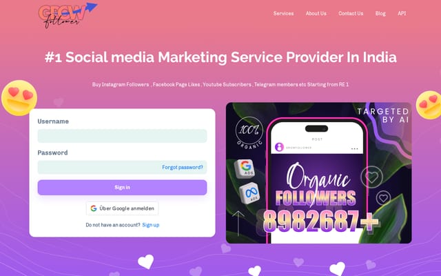 Screenshot of growfollower.com