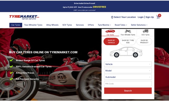 Screenshot of tyremarket.com