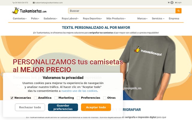 Screenshot of tuskamisetas.com
