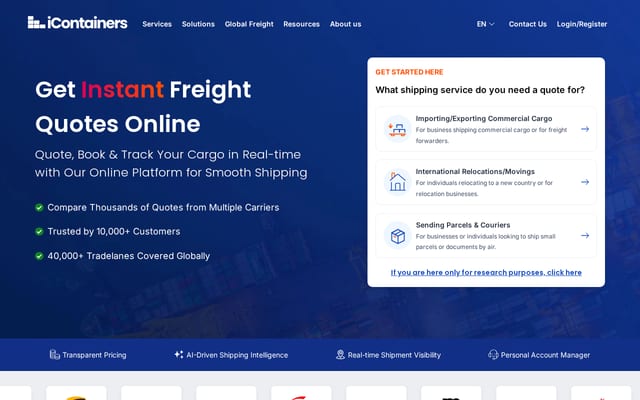 Screenshot of icontainers.com