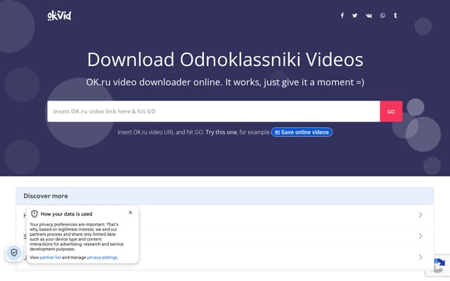 Screenshot of okvid.download