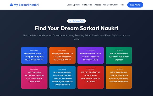 Screenshot of mysarkarinaukri.com