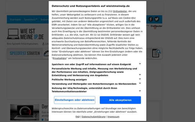 Screenshot of wieistmeineip.de