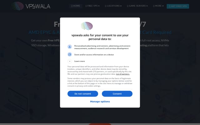 Screenshot of vpswala.org