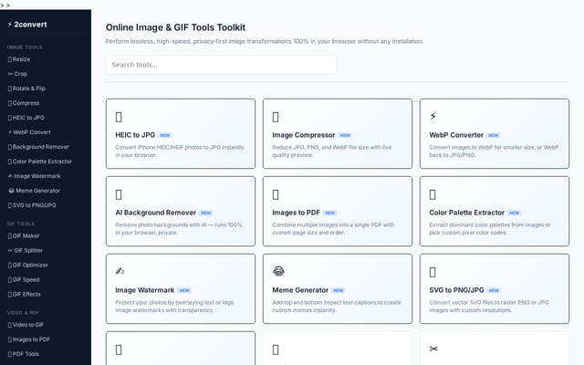 Screenshot of 2convert.org
