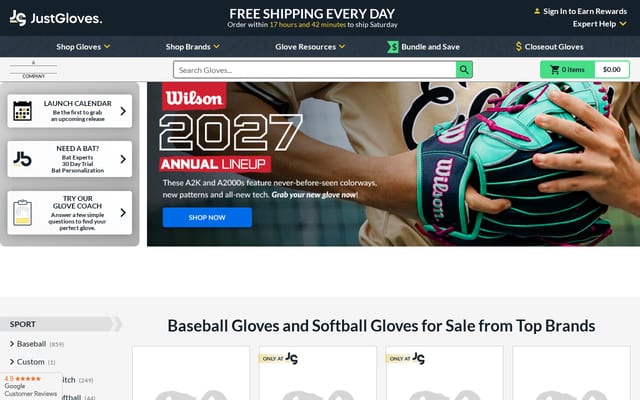 Screenshot of justgloves.com