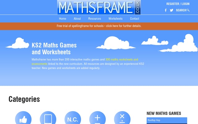 Screenshot of mathsframe.co.uk