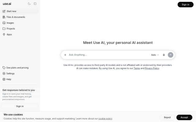 Screenshot of use.ai